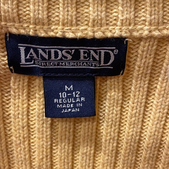 Lands’ End women’s yellow wide ribbed cable knit zip front cardigan sweater EUC - Picture 2 of 6
